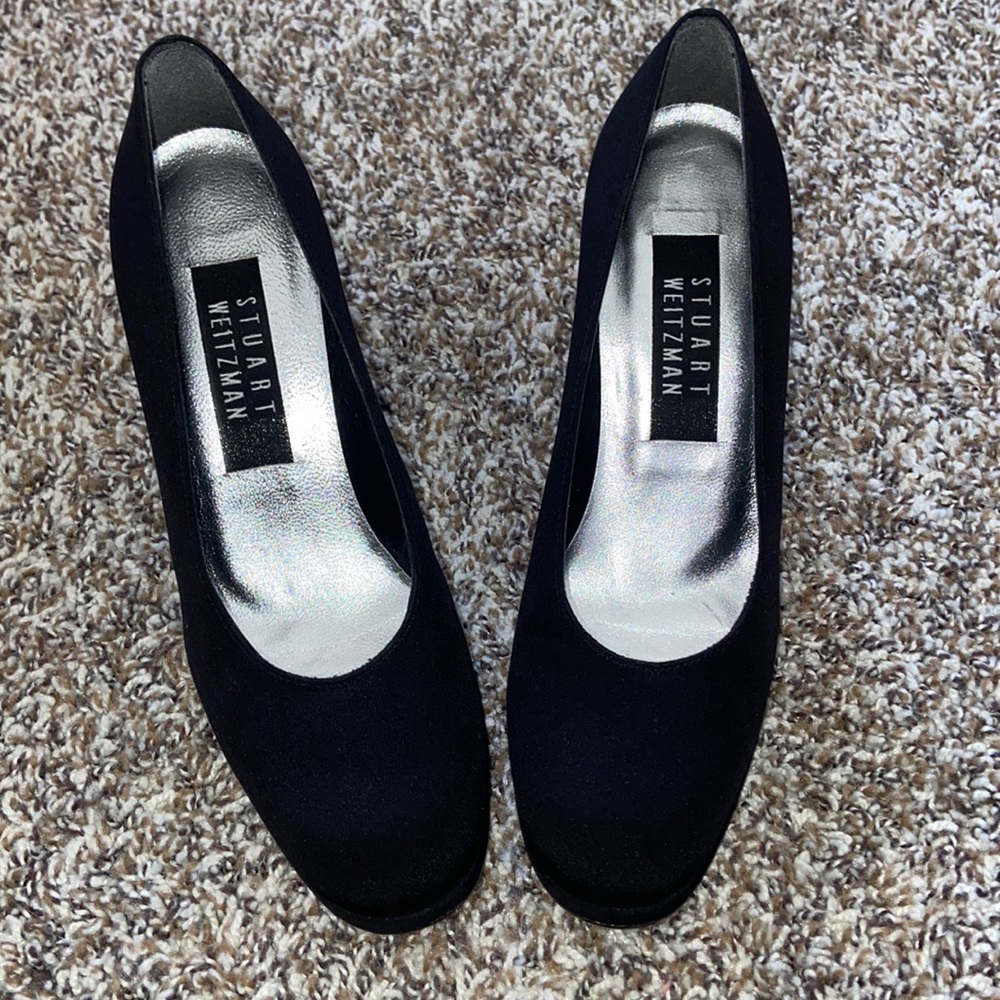 Stuart Weitzman Curve Block Pumps Heels Black 4 1… - image 2